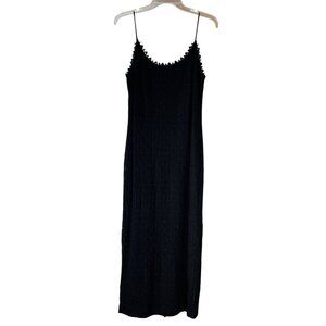 Jeanne Alexander Midi Dress Black Lace Spaghetti Strap Size 4 Cocktail Bodycon